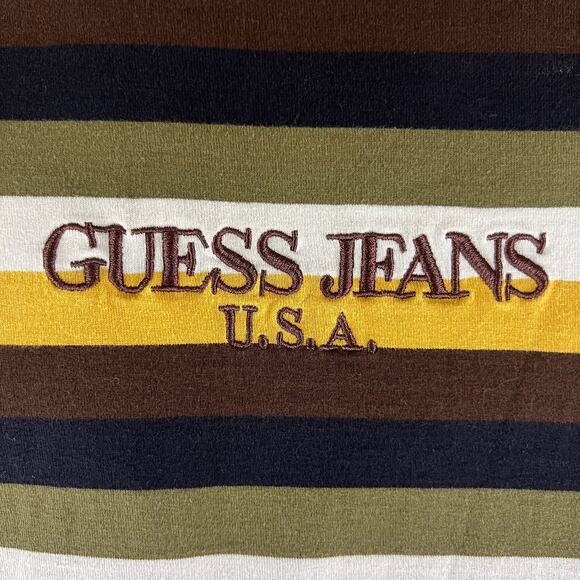 Vintage 90s Guess Jeans Striped Tee XS USA Made Unisex Streetwear Hip Hop Retro - Picture 8 of 10